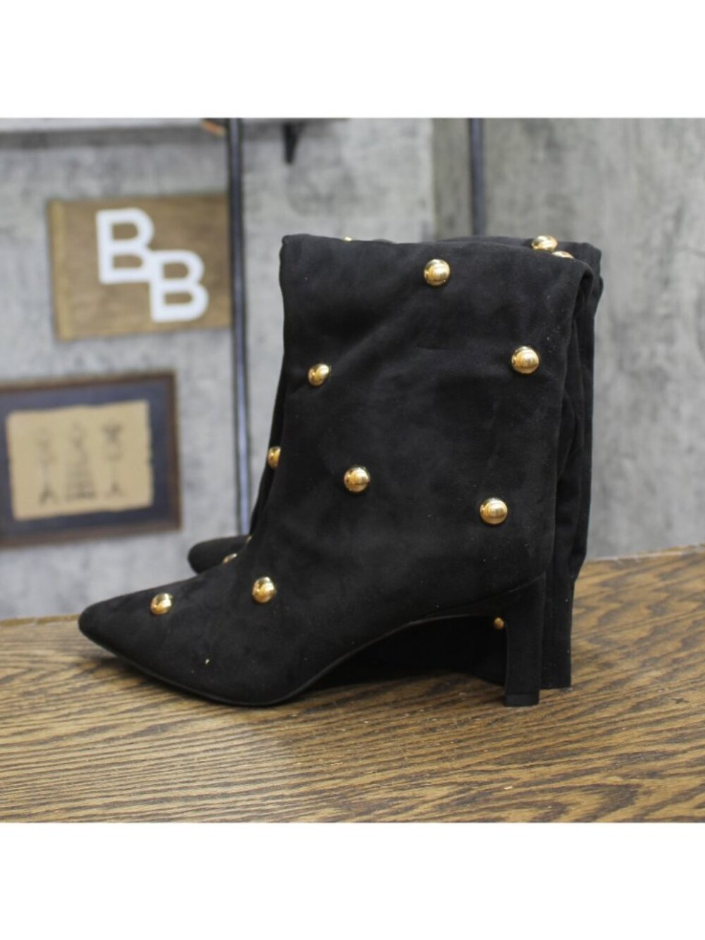 A New Day Studded Mid-Calf Pointed-Toe Boots 94568939 Jet Black / Gold 6M - Picture 3 of 11
